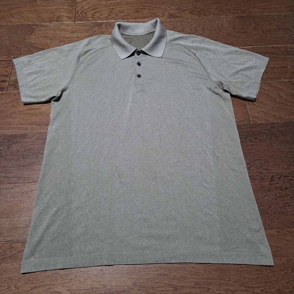 Lululemon Metal Vent Tech Polo Shirt Mens XL Heather Green Athletic Golf Preppy